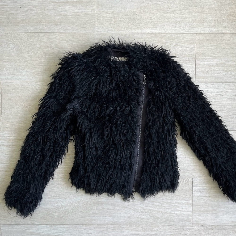 Zadig & Voltaire black Vianna Faux Fur zip jacket coat. Size Small. - Picture 14 of 15